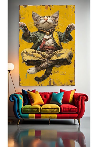 özkacar UNREAL MEDITATING CAT II Διακόσμηση σπιτιού, τοίχου, σαλονιού, σαλονι...