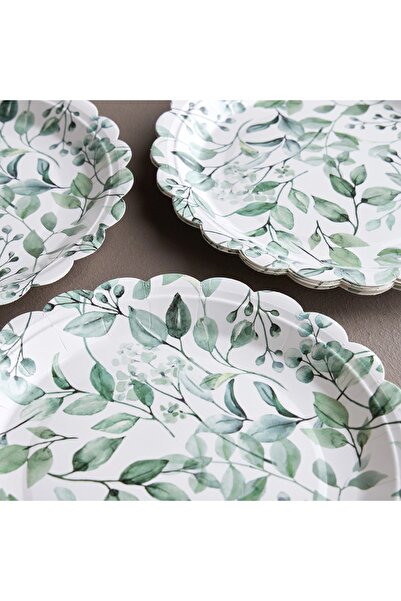 Generic Ellipse 10-Piece Wood Pulp Disposable Side Plate Set - 23 cm