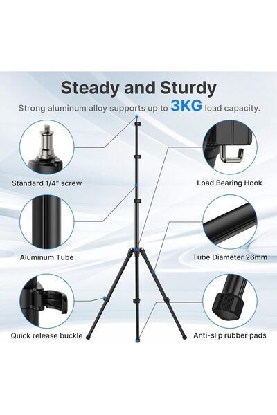 ulanzi TT43 Light Stand Tripod, Extendable 6.23ft Adjustable Aluminum Lighting Stand