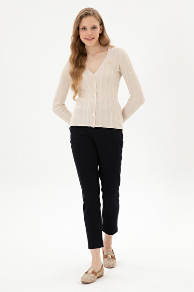 U.S. Polo Assn. Women's Navy Blue Carrot High Waist Fit Canvas Pants 50316902-Vr033