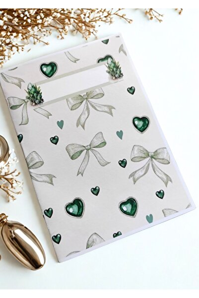 elviano Special Design Green Ribbon Unlined Notebook