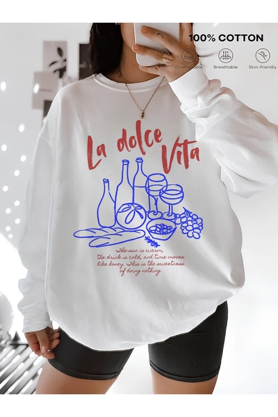 Jose Clothing سويت شيرت مطبوع بأكمام طويلة وقصة كبيرة الحجم