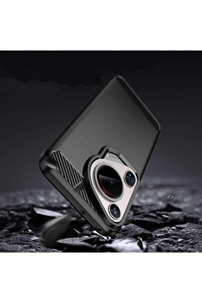 SKYDDAR INNOVATION Θήκη για Huawei Pura 70 Ultra, Σιλικόνη από Άνθρακα, Λεπτή, Υφή από Ανθρακονήματα, Σετ αυτοκόλλητων, Μπλε