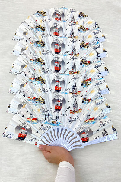 ZEYMERADE مروحة العروس منقوشة على شكل إسطنبول، هدية حفلات توديع العزوبية للعر...