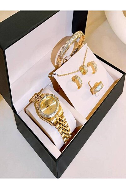 Generic Women's waterproof watch with a bracelet, a free-size ring, and a luxurious box