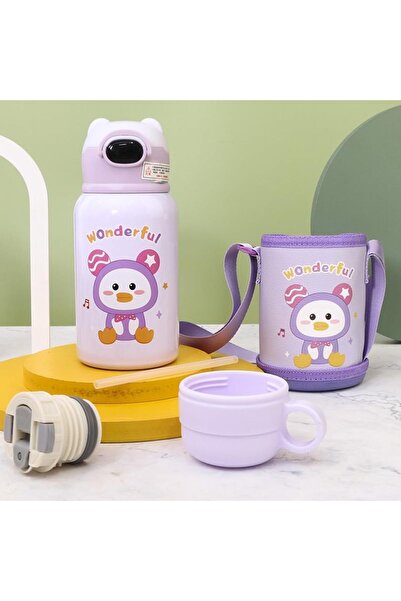 Twisoo Cute Cartoon Stainless Steel Water Bottle for Kids with Double Walled Leak Proof Vacuum Insul
