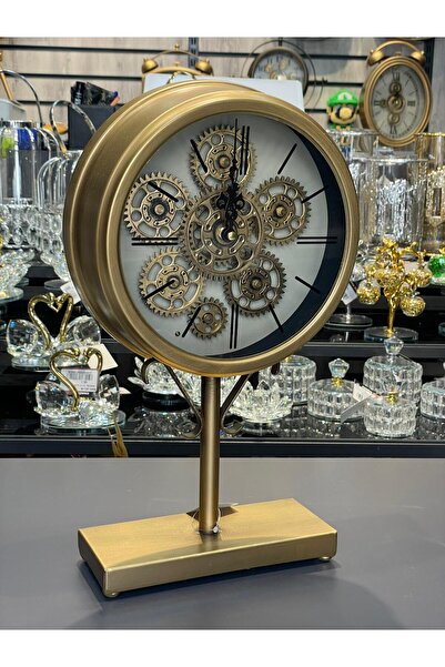 BAMTEBİ Çarklı Masa Saati Esm52 Ayaklı Gold Masa Saati