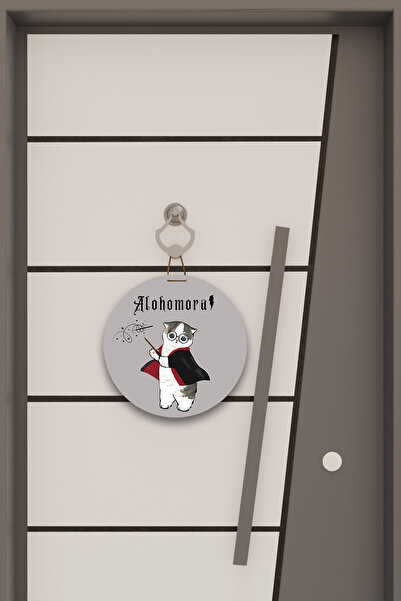 Dormot Digital Print Gray, Standard, Cat Alohomora Themed, Door Ornament, Wall Ornament