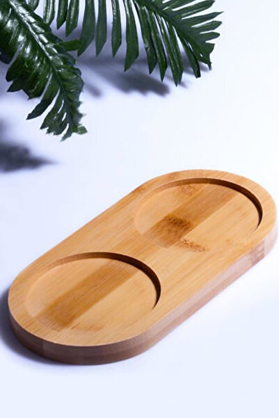 CMT İBİCO 2 BÖLMELİ OVAL AHŞAP BAMBU YAĞDANLIK ALTLIK & MİNİ SUNUMLUK