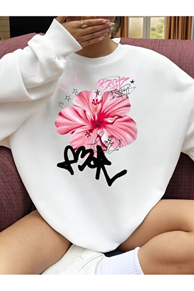 Aether سويت شيرت مطبوع بأكمام طويلة وقصة كبيرة الحجم