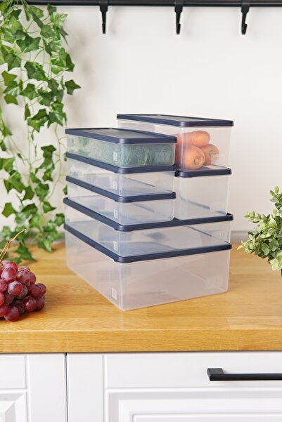EVLE Deep Freezer Storage Container Set of 7 (5 Lt + 3 Lt + 2 X 2 Lt + 3 X 1 Lt), Blue