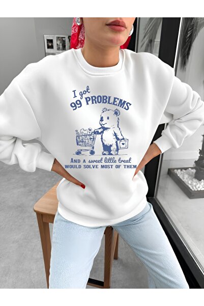 Aether سويت شيرت مطبوع بأكمام طويلة وقصة كبيرة الحجم