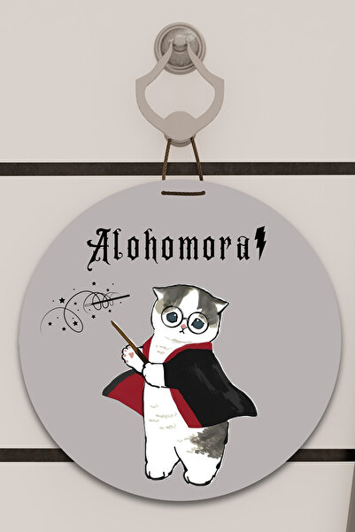 Dormot Digital Print Gray, Standard, Cat Alohomora Themed, Door Ornament, Wall Ornament
