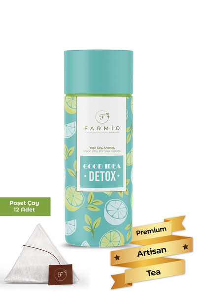 FARMİO DETOX Çayı – 12 poşet - Yeşil Çay, Ananas, Limon, Portakal
