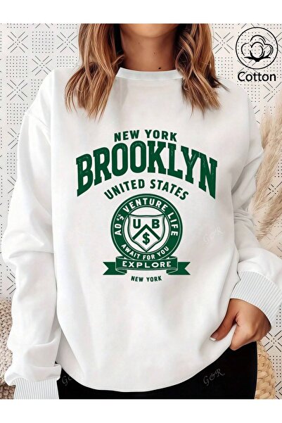 Jose Clothing سويت شيرت مطبوع بأكمام طويلة وقصة كبيرة الحجم