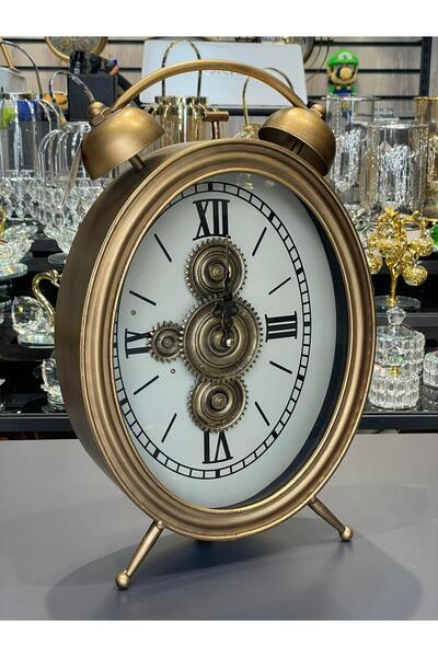 BAMTEBİ Çarklı Masa Saati Esm48 Gold Romen Rakamlı Klasik Masa Saati