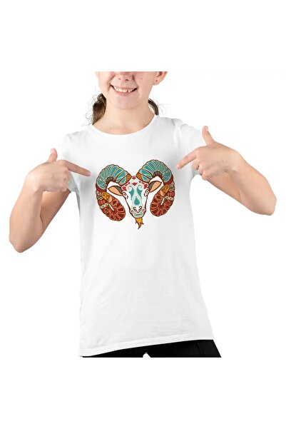 OEM Kids Girls Aries Zodiac Horoscope Aries Mandala Astrology T-Shirt