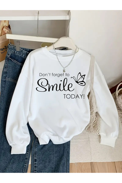 Jose Clothing سويت شيرت مطبوع بأكمام طويلة وقصة كبيرة الحجم