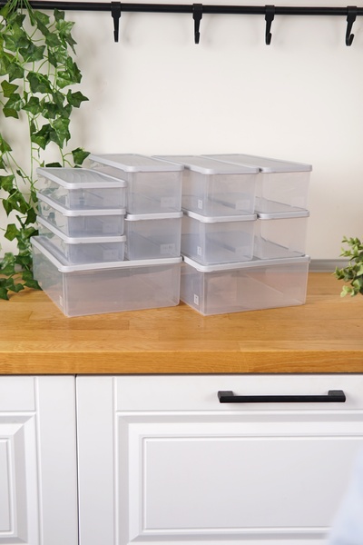 EVLE Deep Freezer Storage Container Set of 11 (2 X 5 Lt + 6 X 2 Lt + 3 X 1 Lt), Gray