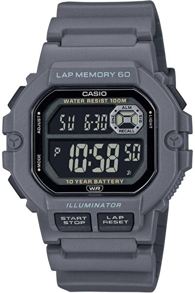 Casio WS-1400H-8BVDF Quartz Dijital Silikon Gri 45 mm Erkek Kol Saati