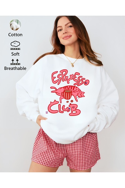 Aether سويت شيرت مطبوع بأكمام طويلة وقصة كبيرة الحجم