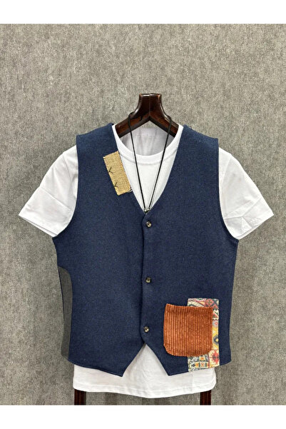 FıttingRoom سترة بوهيمية من القطن النيلي العادي