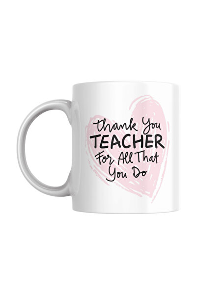 SiestaSafari Mug - Thank You Teacher Pink Heart Gift