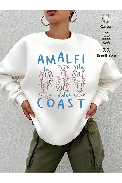 Jose Clothing Hanorac imprimat cu mânecă lungă, cu croială supradimensionată ...