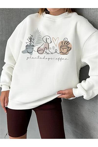 Jose Clothing سويت شيرت مطبوع بأكمام طويلة وقصة كبيرة الحجم