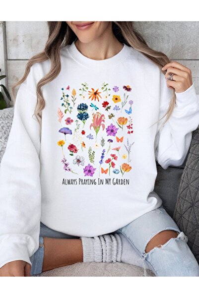 Aether سويت شيرت مطبوع بأكمام طويلة وقصة كبيرة الحجم