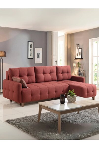 SOLOBOSS Eya Köşe Koltuk Takımı & L Koltuk (sandıklı & Yataklı) Bordo & Köşe Takımı