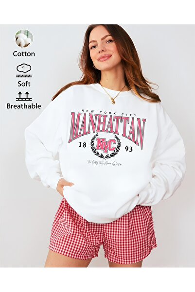 Jose Clothing سويت شيرت مطبوع بأكمام طويلة وقصة كبيرة الحجم