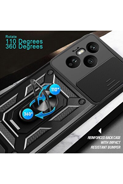 m.tk moveteck Honor 400 Pro Kılıf Kamera Korumalı Sürgülü Yüzüklü Standlı Armor Military Tank Kızaklı Zırh Kapak