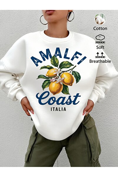 Aether سويت شيرت مطبوع بأكمام طويلة وقصة كبيرة الحجم