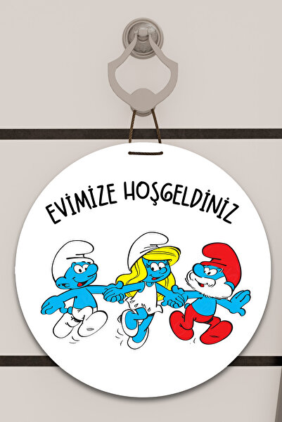 Dormot Digital Print White, Standard, Welcome to Our Smurfs Home Themed, Door Ornament, Wall Ornament