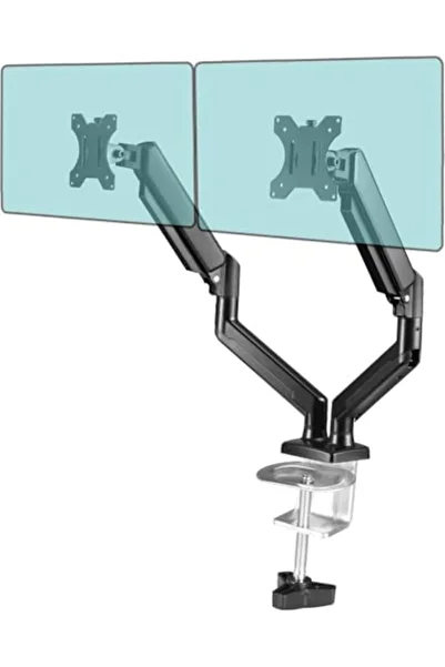 Shopi New Dual Monitor Stand - Full Adjustable Monitor Desk Mount Swivel Vesa Bracket with C Clamp, Gromme