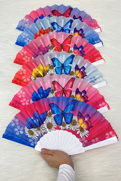 ZEYMERADE مروحة وصيفة العروس منقوشة على شكل فراشة بألوان مختلطة، هدية لحفلات ...