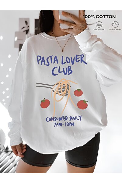 Aether سويت شيرت مطبوع بأكمام طويلة وقصة كبيرة الحجم