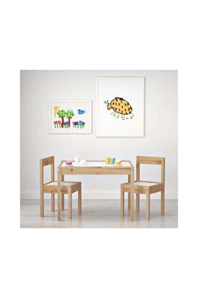 ZEN HOME Table and Chair Set Made of Pine Wood White/Brown