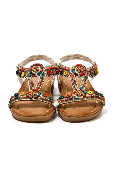 Guja 25Y150 White Women's Ethnic Colorful Orthopedic Comfort Stylish Thin Single Strap Casual Summer Sandals Shoes