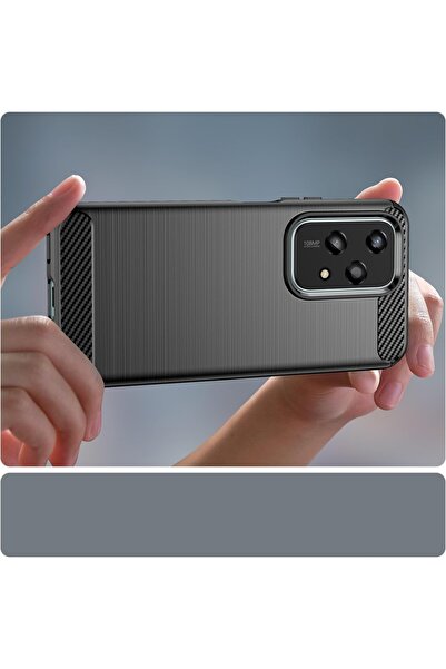 SKYDDAR INNOVATION Θήκη για Honor 200 Lite, Σιλικόνη από Άνθρακα, Λεπτή Σιλικόνη, Υφή από Ανθρακονήματα, Σετ Αυτοκόλλητων, Μπλε