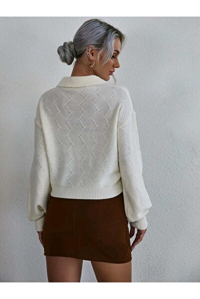 SAYZEN guler de cămașă brodat cu piatră pulover tricotat