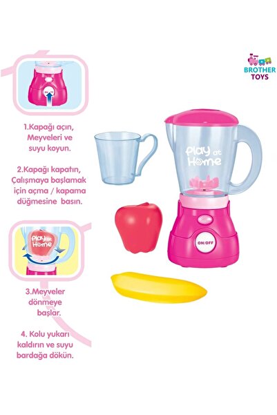 Brother Toys Gerçekçi Hareketli Sesli Işıklı Aksesuarlı Dönme Özellikli Blender Oyuncak Pembe 20 Cm.