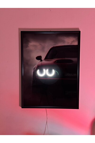 NEON MODE ON Dodge Challenger Neon Tablo Araba Duvar Dekor