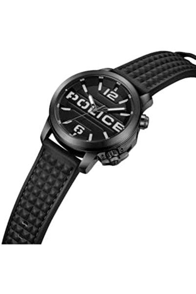 Police Automated Gents Analog Watch with Textured Leather Strap