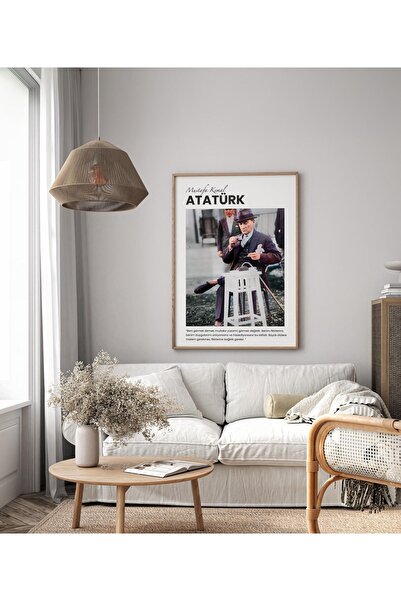 Dekorsiahome Tek Parça Ahşap Çerçeveli Atatürk Tablosu TK1591