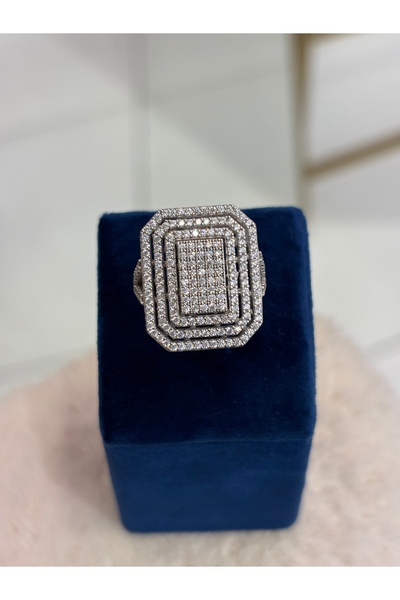 MOONLİGHT ACCESSOİRE Gümüş Yeni Büyük Baget Taşlı Yüzük