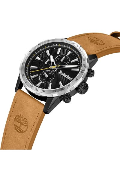 Timberland Kennebunk Multifunction Men's Watch - Black Case, Black Dial, Tan Leather Strap