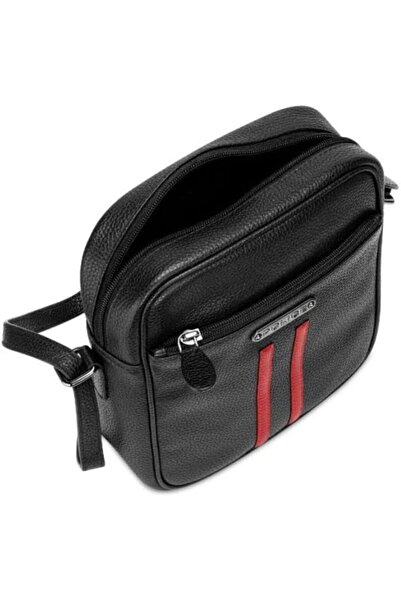 Police Horipip Black And Red X-Body Leather Bag for Men