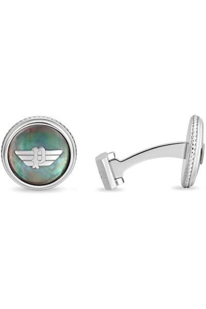 Police Treasure Cufflinks - Black Mother of Pearl with Wing Logo - Elegant & Distinctive Men's Style